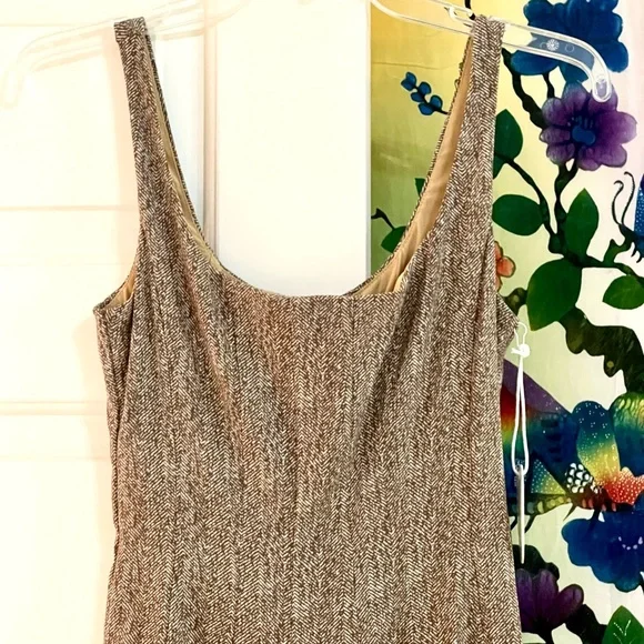 🌺🎉HP🎉🌺 NWT Staud Wells Midi Dress Mocha Herringbone - Picture 13 of 16